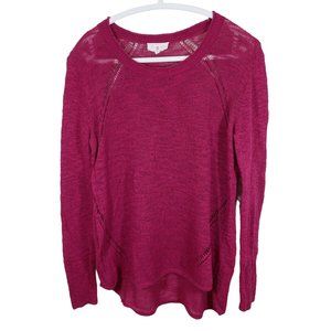 4/$25 LOU & GREY Size S Bright Fuchsia Pink Cotton Blend Pullover Tunic Sweater